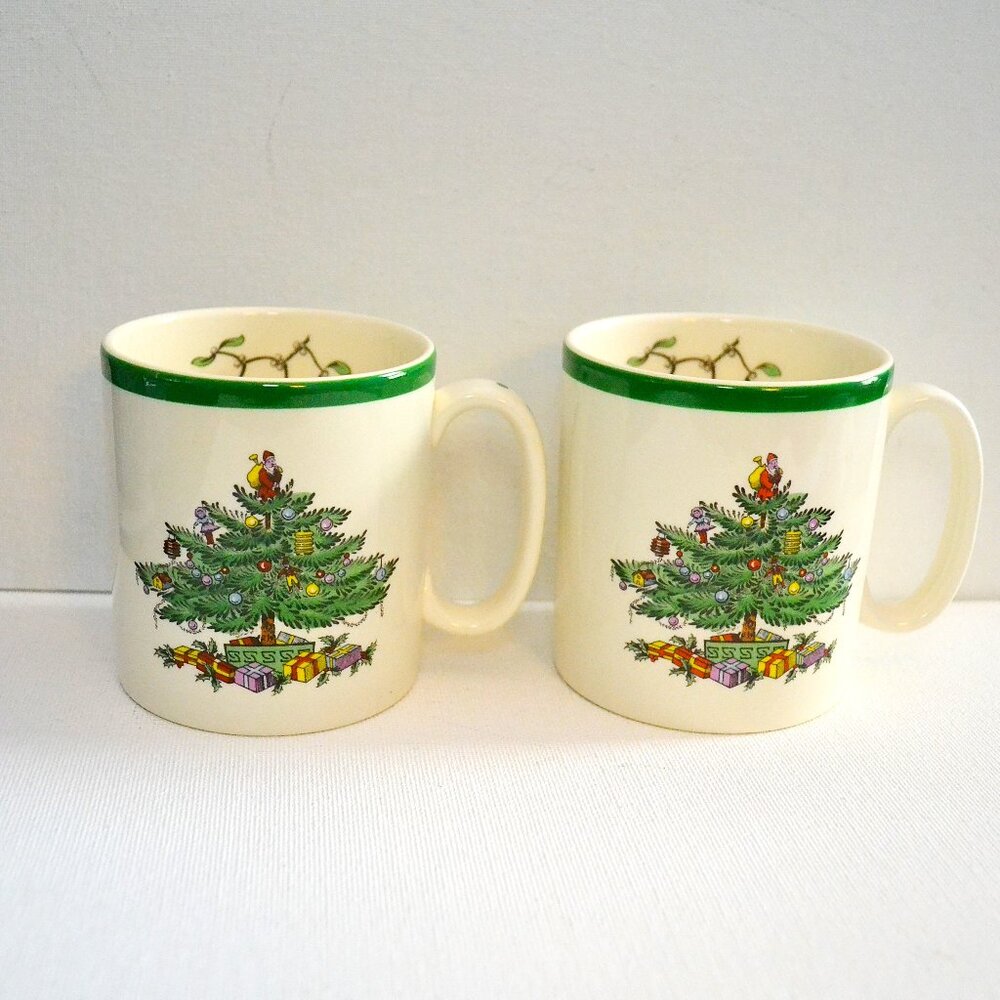 Pair Of Spode Christmas Tree Mugs Made In England Spode Christmas Tree Series - Picture 1 of 7